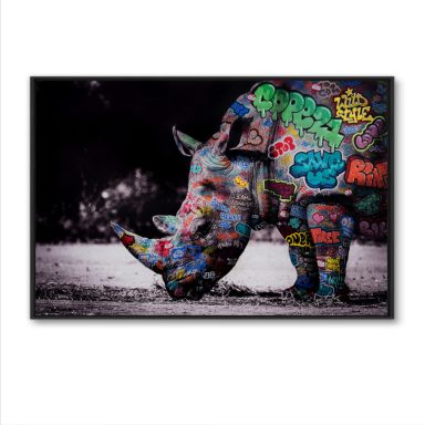 Tableau art Animal Rhiniceros éléphant flammat rose requin tortue méduse streetart art onemiser banksy obey catawiki